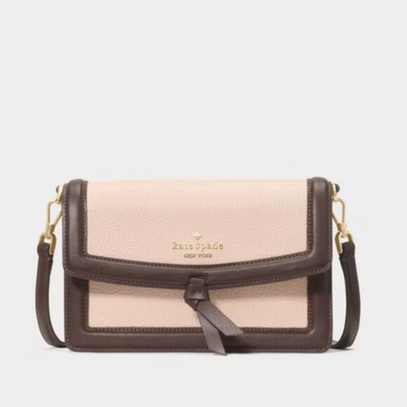 Kate Spade Knott Mini Flap Crossbody Bag Pebbled Leather Purse KM610 Milk Glass - Picture 2 of 6